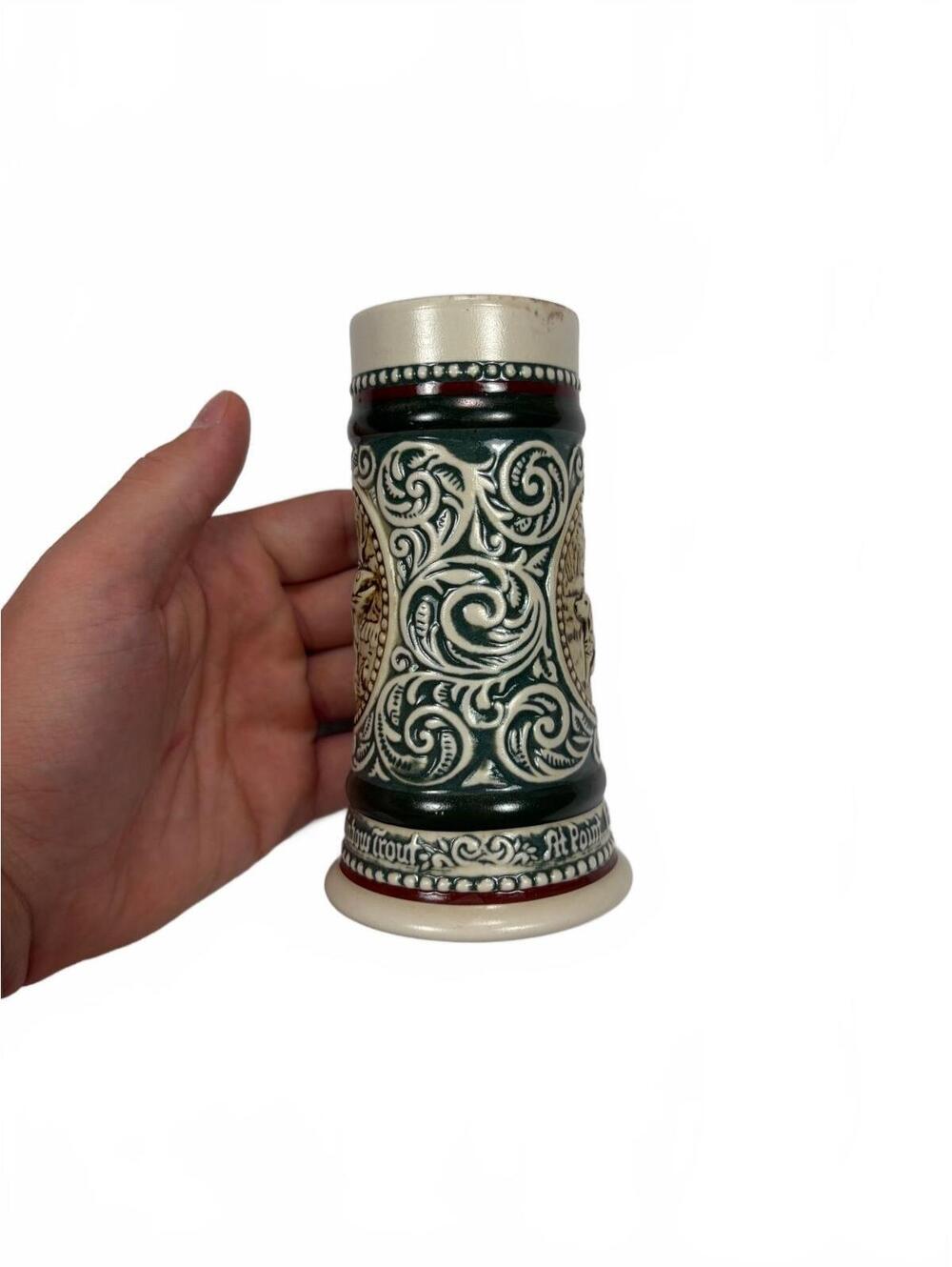 Vintage Avon 1983 Mini Sporting Beer Stein Rainbow Trout English Setter Ceramart